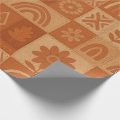 Terracotta Patchwork Quilt Rustikales Bauernhaus Geschenkpapier (Ecke)