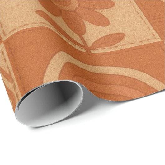 Terracotta Patchwork Quilt Rustikales Bauernhaus Geschenkpapier (Rolleneckpunkt)