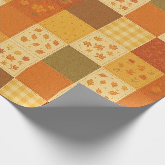 Terracotta Patchwork Quilt Rustikales Bauernhaus Geschenkpapier (Ecke)