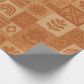 Terracotta Patchwork Quilt Rustikales Bauernhaus Geschenkpapier (Ecke)