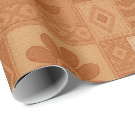 Terracotta Patchwork Quilt Rustikales Bauernhaus Geschenkpapier (Rolleneckpunkt)