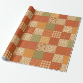 Terracotta Patchwork Quilt Rustikales Bauernhaus Geschenkpapier (Ungerollt)