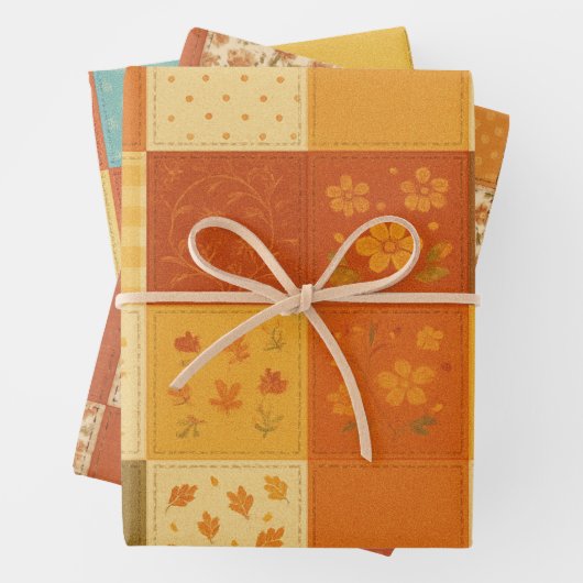 Terracotta Patchwork Quilt Rustikales Bauernhaus Geschenkpapier Set (Beispiel)