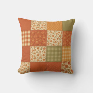 Terracotta Patchwork Quilt Rustikales Bauernhaus Kissen