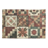 Terracotta Patchwork Quilt Rustikales Bauernhaus Kissenbezug (Rückseite)