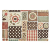 Terracotta Patchwork Quilt Rustikales Bauernhaus Kissenbezug (Rückseite)