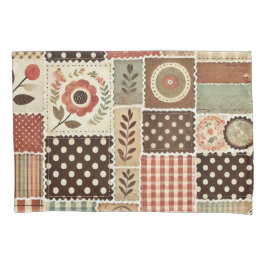 Terracotta Patchwork Quilt Rustikales Bauernhaus Kissenbezug