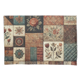 Terracotta Patchwork Quilt Rustikales Bauernhaus Kissenbezug