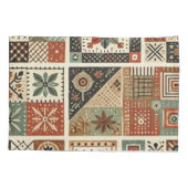 Terracotta Patchwork Quilt Rustikales Bauernhaus Kissenbezug (Rückseite)