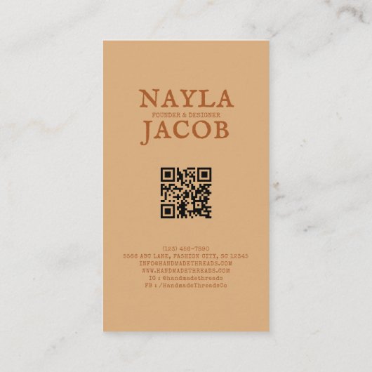 Terracotta Patchwork Quilt Rustikales Bauernhaus Visitenkarte (Rückseite)