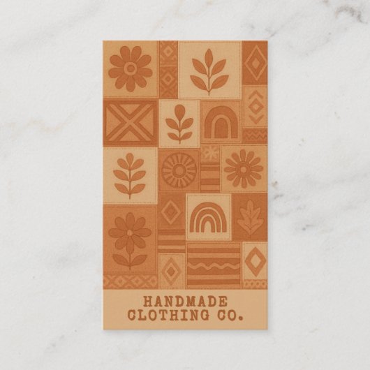 Terracotta Patchwork Quilt Rustikales Bauernhaus Visitenkarte (Vorderseite)