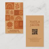 Terracotta Patchwork Quilt Rustikales Bauernhaus Visitenkarte (Vorne/Hinten)