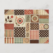Terracotta Patchwork Quilt Rustikales Blumendesign Postkarte (Vorderseite)