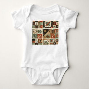 Terracotta Patchwork Rustikales Retrodesign Baby Strampler