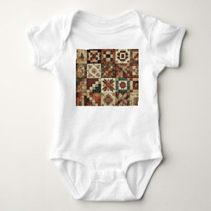 Terracotta Patchwork Rustikales Retrodesign Baby Strampler