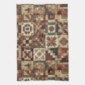 Terracotta Patchwork und Quilt Rustikal Geschirrtuch (Vertikal)