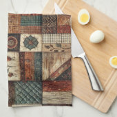 Terracotta Patchwork und Quilt Rustikal Geschirrtuch (Viertel Falte)