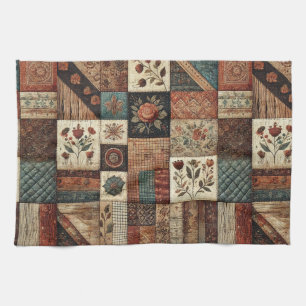 Terracotta Patchwork und Quilt Rustikal Geschirrtuch