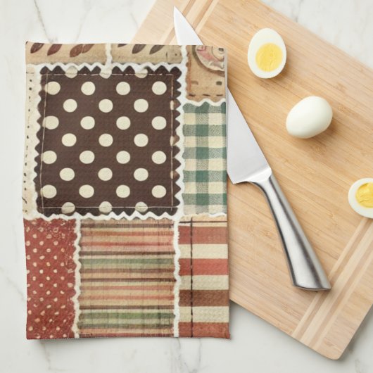 Terracotta Patchwork und Quilt Rustikal Geschirrtuch (Viertel Falte)