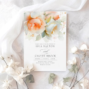 Terracotta Peach and White Blume Boho Wedding Einladung