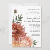 Terracotta, Peach, Blush Floral Wedding Invitation Einladung (Vorderseite)