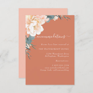 Terracotta Peach Gold Floral Hochzeitsunterkunft Begleitkarte