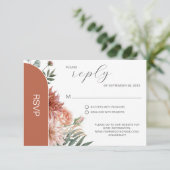 Terracotta & Peach Herbsthochzeit RSVP Karte (Stehend Vorderseite)