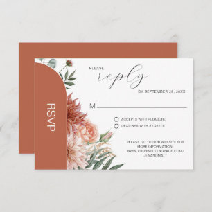Terracotta & Peach Herbsthochzeit RSVP Karte