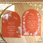 Terracotta Peach & Lilac Boho Rose Hochzeiten Einladung