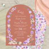 Terracotta Peach & Lilac Boho Rose Hochzeiten Einladung