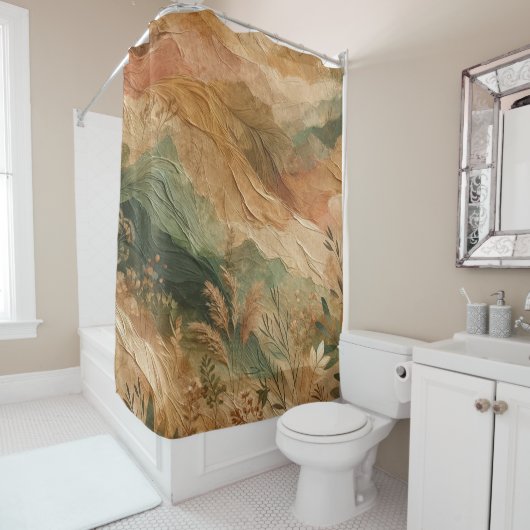 Terracotta Peach Present Blume Bohemisch Duschvorhang (Beispiel)