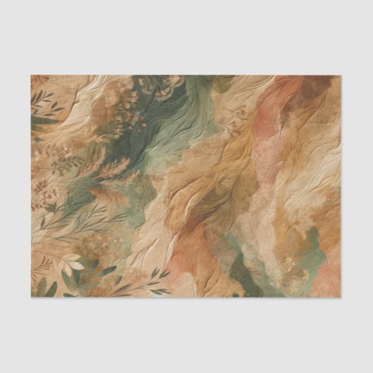 Terracotta Peach Present Blume Boho Seidenpapier (Vorderseite)