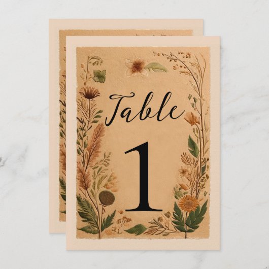 Terracotta Peach Present Blume Boho Tischnummer (Vorne/Hinten)