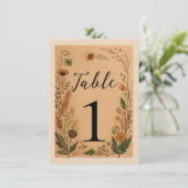 Terracotta Peach Present Blume Boho Tischnummer (Stehend Vorderseite)