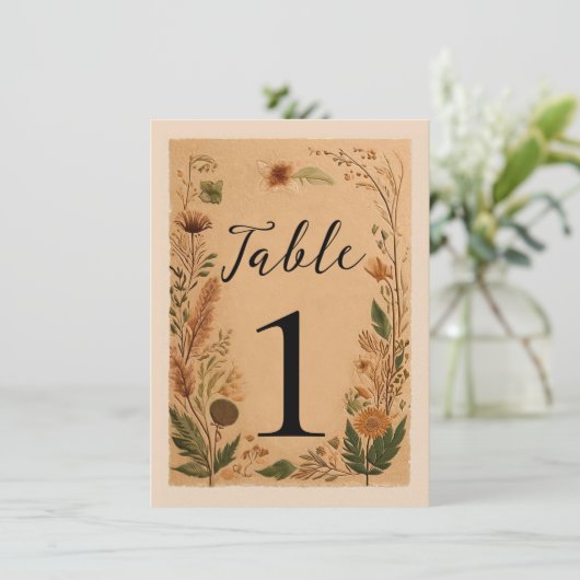 Terracotta Peach Present Blume Boho Tischnummer (Stehend Vorderseite)