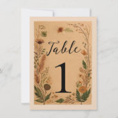 Terracotta Peach Present Blume Boho Tischnummer (Rückseite)