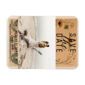 Terracotta Peach Pressed Blume Boho Retten Datum Magnet (Horizontal)