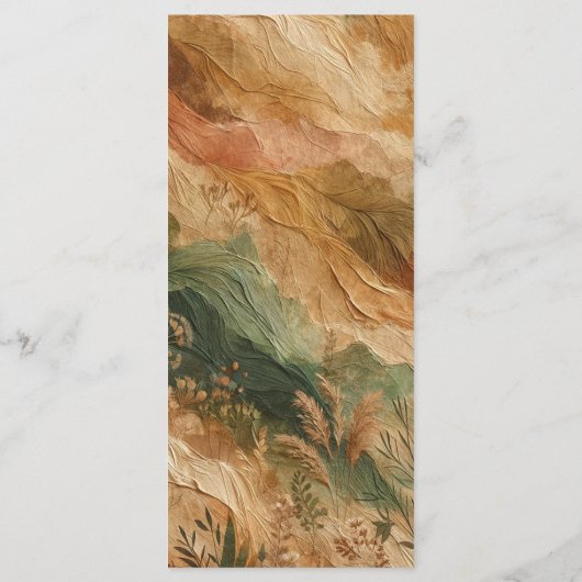 Terracotta Peach Pressed Blume Boho Wedding Menu Menükarte (Rückseite)