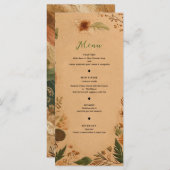 Terracotta Peach Pressed Blume Boho Wedding Menu Menükarte (Vorne/Hinten)