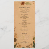 Terracotta Peach Pressed Blume Boho Wedding Programm (Rückseite)