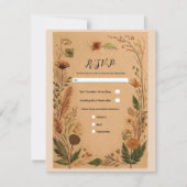 Terracotta Peach Pressed Blume Boho Wedding RSVP Einladung (Vorderseite)
