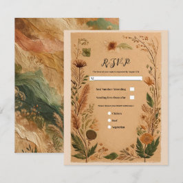 Terracotta Peach Pressed Blume Boho Wedding RSVP Einladung