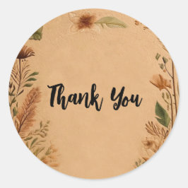 Terracotta Peach Pressed Blume Boho Wedding Runder Aufkleber