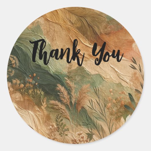 Terracotta Peach Pressed Blume Boho Wedding Runder Aufkleber (Vorderseite)