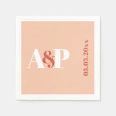 Terracotta Peach Typografy Monogram Wedding Serviette (Vorderseite)