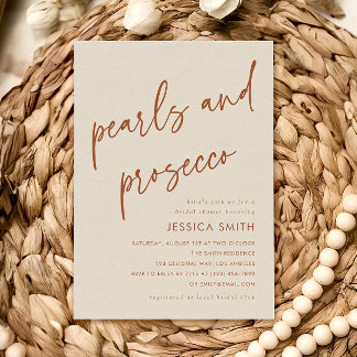 Terracotta Pearls and Prosecco Bridal Shower Einladung