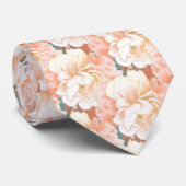Terracotta Peony Floral Pattern Hochzeit Krawatte (Gerollt)