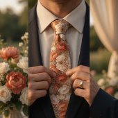 Terracotta Peony Floral Wedding Krawatte
