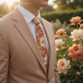 Terracotta Peony Floral Wedding Krawatte