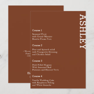 Terracotta Personalisiert Guest Name Wedding Menükarte
